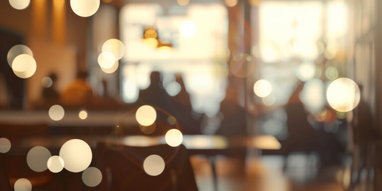 Business office with blurred people. Abstract light bokeh at office interior background for design